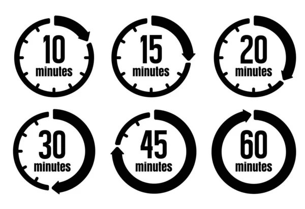 Uhr Timer Zeitdurchlauf Icon Set Von Minuten Bis Minuten — Stockvektor