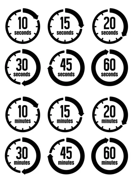 Horloge Minuterie Passage Temps Icône Réglée Forme Secondes Secondes Forme — Image vectorielle