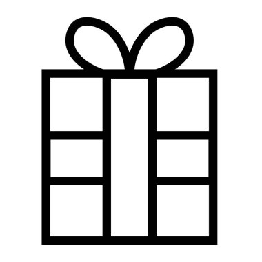 İnce çizgi keskinliği olan vektör simgesi / şimdiki kutu, hediye