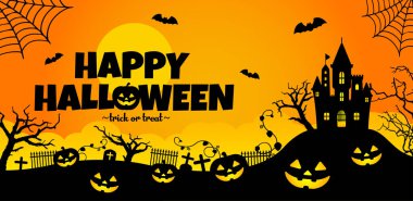 Cadılar Bayramı siluet vektör illüstrasyonuName.