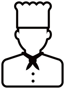 Genç erkek işçi avatar düz çizim (üst vücut) / şef, aşçı