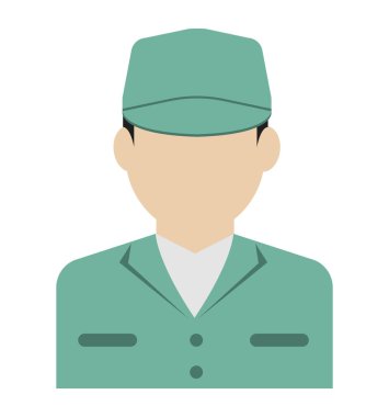 Genç erkek işçi avatar düz çizim (üst vücut) / mavi yakalı işçi, fabrika işçisi, hademe, servis elemanı