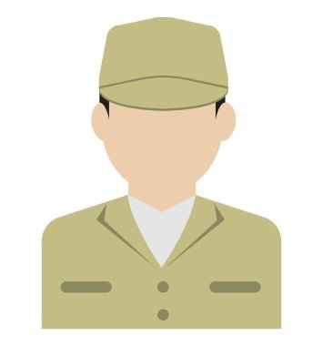 Genç erkek işçi avatar düz çizim (üst vücut) / mavi yakalı işçi, fabrika işçisi, hademe, servis elemanı