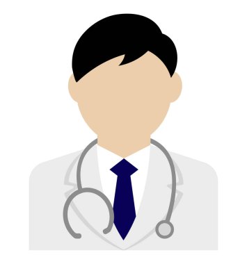 Genç erkek işçi avatar düz çizim (üst vücut) / doktor