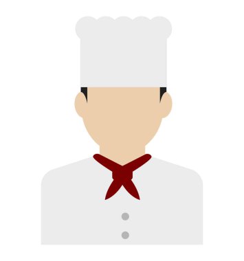 Genç erkek işçi avatar düz çizim (üst vücut) / şef, aşçı