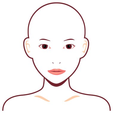 Genç Asyalı kadın vektör illüstrasyonuyla karşı karşıya.