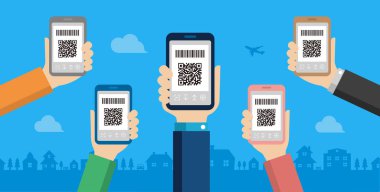 QR kod ödemesi, akıllı telefon ödeme vektör illüstrasyonu