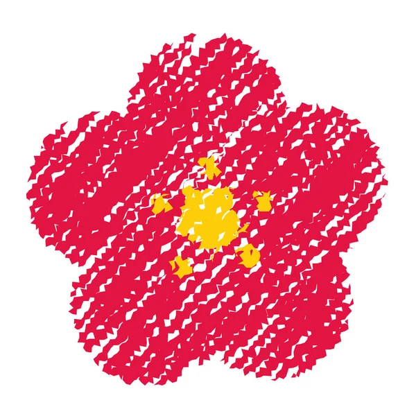 Illustration Florale Style Écriture Trait Crayon Coloré — Image vectorielle