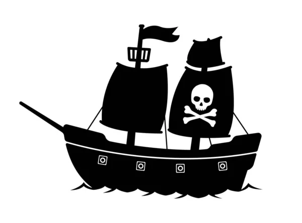 Dessin Animé Pirate Bateau Plat Illustration — Image vectorielle