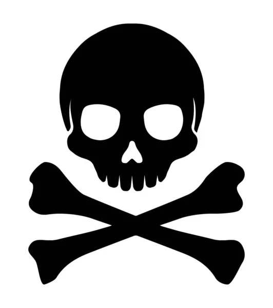 Crossbones Cranio Segno Piatto Vettoriale Illustrazione Pericolo Avvertimento — Vettoriale Stock