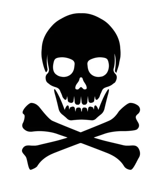 Crossbones Skull Mark Flat Vector Illustration Danger Warning — Stock Vector