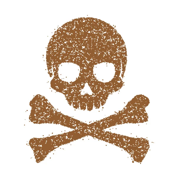 Crossbones Skull Mark Flat Vector Illustration Danger Warning Grunge Texture — Stock Vector