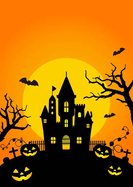 Halloween Silhueta Fundo Vetor Ilustração Projeto Modelo Cartaz Folheto —  Vetores de Stock