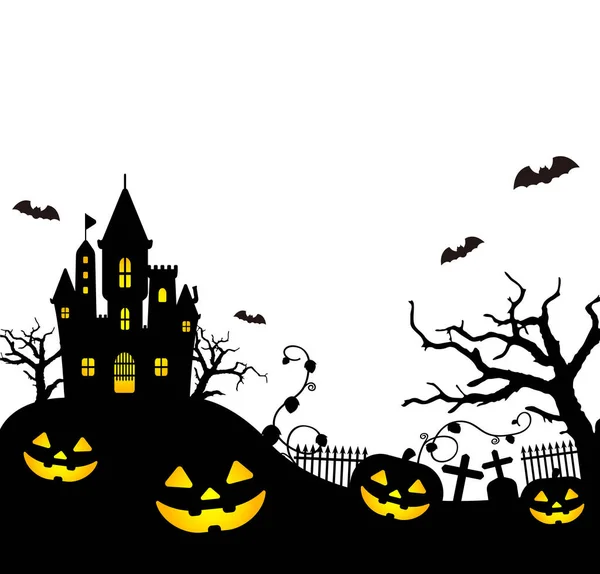 Halloween Siluett Pumpa Slott Etc Vektor Illustration — Stock vektor