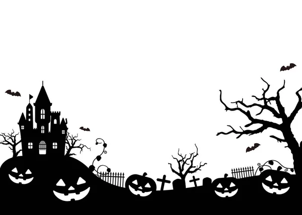 Silueta Halloween Calabaza Castillo Etc Ilustración Vectorial — Archivo Imágenes Vectoriales