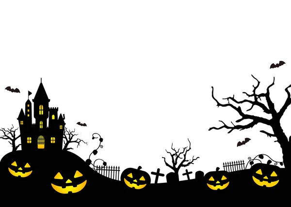 Halloween Siluett Pumpa Slott Etc Vektor Illustration — Stock vektor