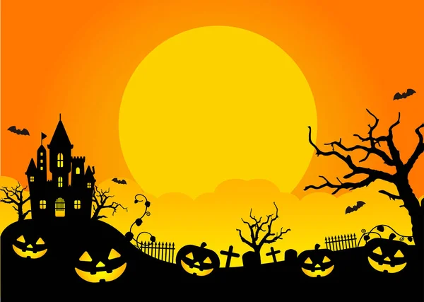 Halloween Silhouette Sfondo Vettoriale Illustrazione Disegno Modello Poster Volantino — Vettoriale Stock