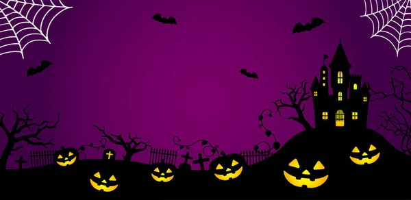 Halloween Silhueta Vetor Banner Ilustração Sem Texto —  Vetores de Stock