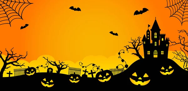 Halloween Silueta Vector Banner Ilustración Sin Texto — Vector de stock