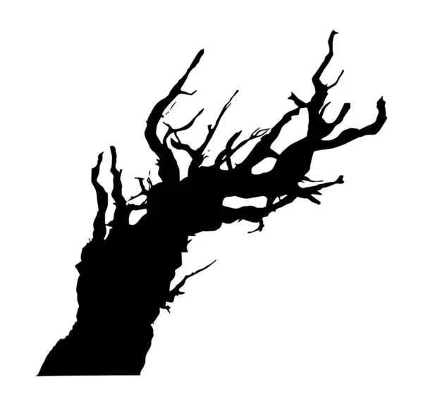 Alte Blätterlose Baum Silhouette Vektor Illustration — Stockvektor