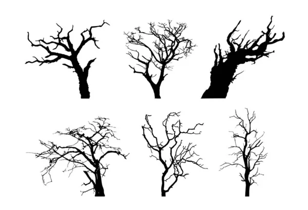 Alte Blätterlose Baum Silhouette Vektor Illustration — Stockvektor