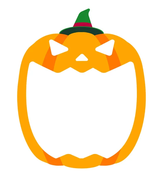 Testa Zucca Halloween Jack Lanterna Illustrazione Bocca Aperta Spazio Testo — Vettoriale Stock