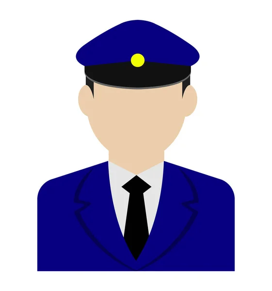 Young Male Worker Avatar Flat Illustration Upper Body Police Man — Stock Vector