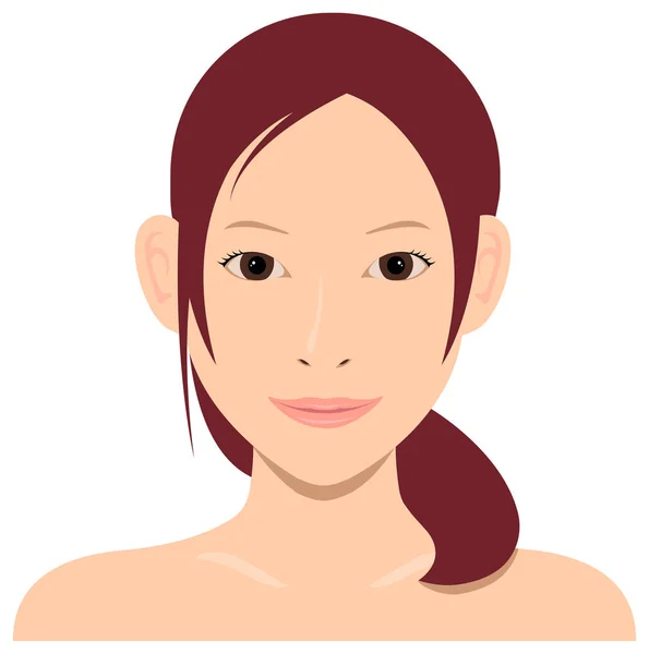 Young Asian Woman Face Vector Illustration — Stock Vector