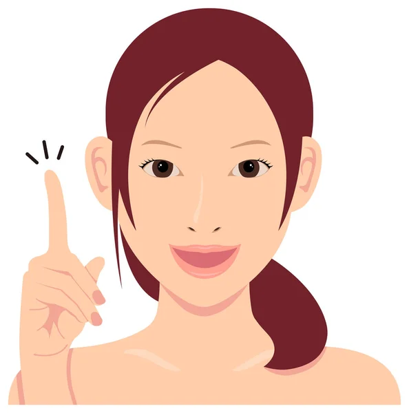 Young Asian Woman Face Vector Illustration Just Out Bath Idea — Stock Vector