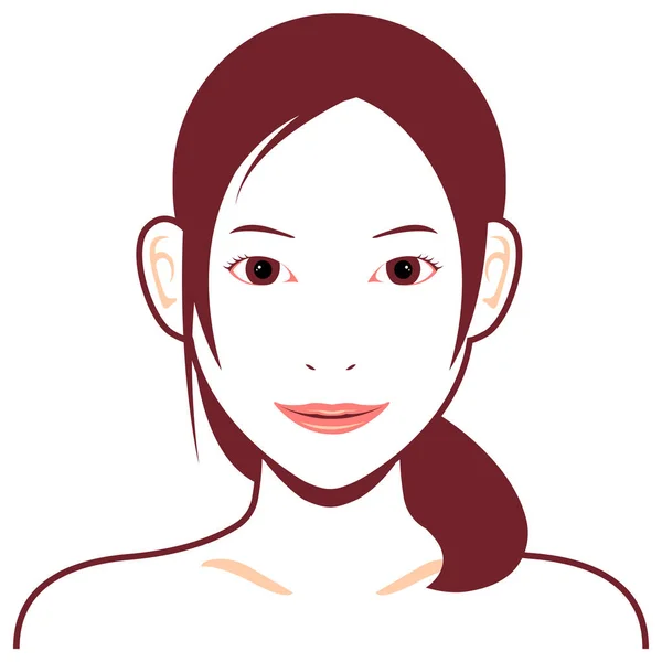 Ilustrasi Vektor Wajah Wanita Muda Asia - Stok Vektor
