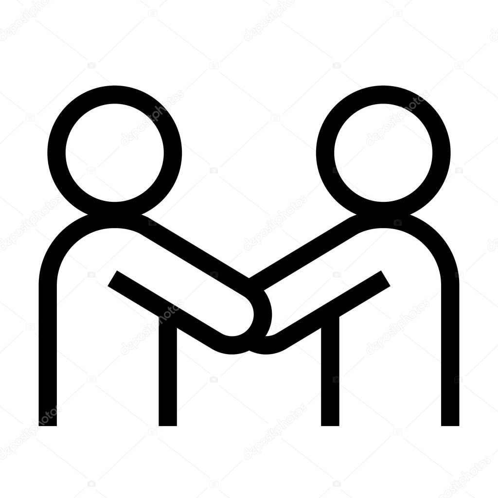 thin line sharp vector icon / shake hands, partnership, cooperation