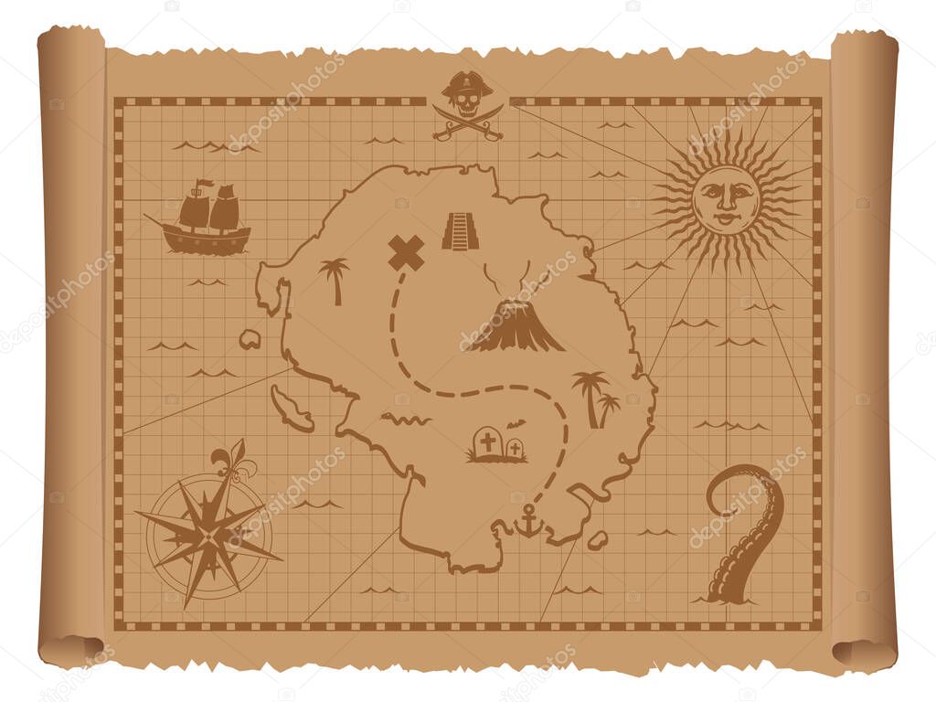 Pirate treasure map vector illustration