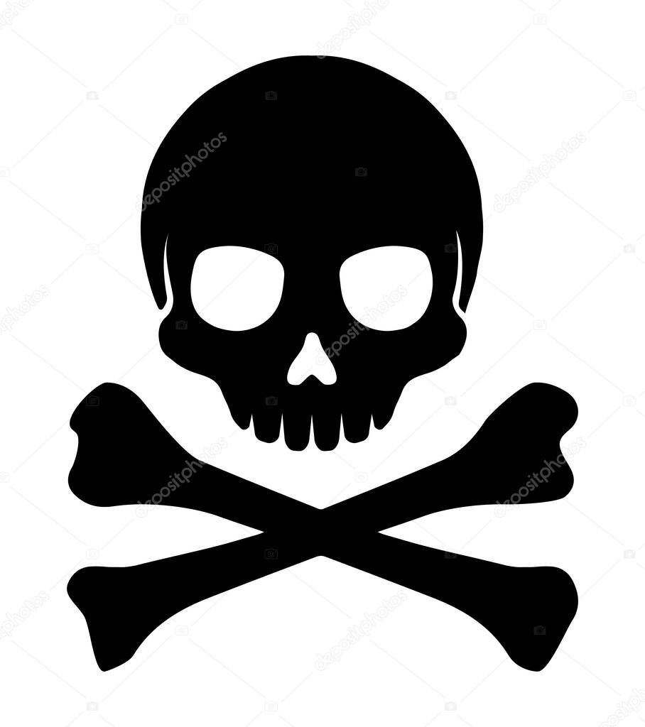 Crossbones skull mark flat vector illustration ( danger / warning)