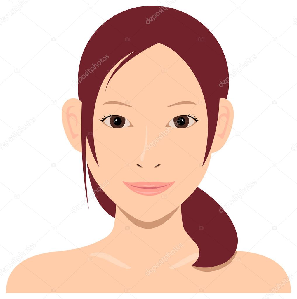 Young asian woman face vector illustration