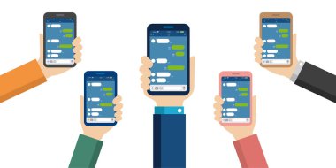 Akıllı telefon vektör illüstrasyon / Sohbet uygulaması (SNS / message app)