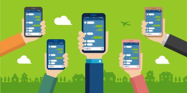 Akıllı telefon vektör illüstrasyon / Sohbet uygulaması (SNS / message app)