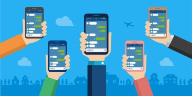 Akıllı telefon vektör illüstrasyon / Sohbet uygulaması (SNS / message app)
