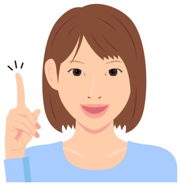 Genç kadın vektör illüstrasyonu (üst vücut) / fikir, ilham, iyi nokta, tavsiye