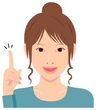 Genç kadın vektör illüstrasyonu (üst vücut) / fikir, ilham, iyi nokta, tavsiye