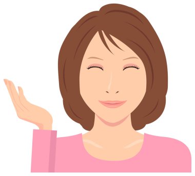 Genç kadın vektör illüstrasyonu (üst gövde) / rehberlik, giriş, öneri