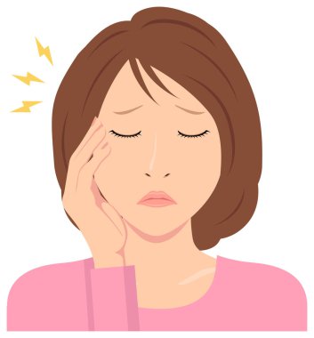 Genç kadın vektör illüstrasyonu (üst vücut) / baş ağrısı, migrane