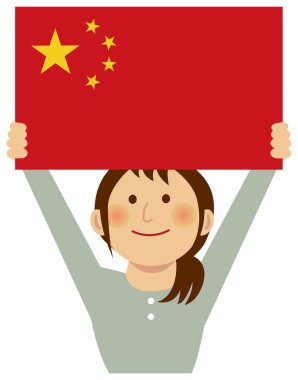 Ulusal bayraklı çizgi film kadını (üst gövdesi). Düz vektör illüstrasyonu.