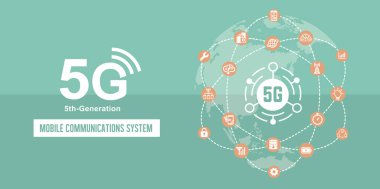 5G (5. nesil yüksek hızlı mobil iletişim sistemi) vektör gösterimi