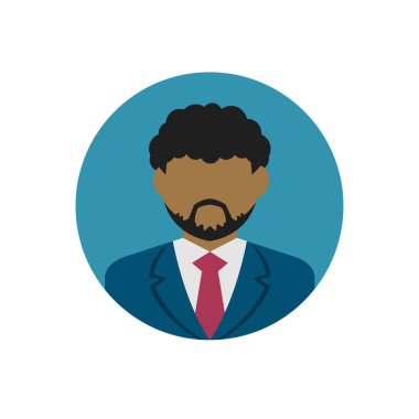 business man avatar illustration / black people (circle type)