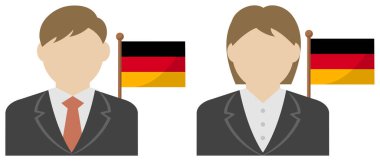 Ulusal bayrak / Almanya 'da yüzü olmayan bir iş adamı. Düz vektör illüstrasyonu.