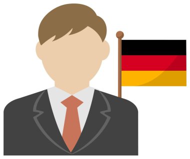 Ulusal bayrağı olan meçhul iş adamı. Almanya. Düz vektör illüstrasyonu.