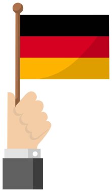 Ulusal bayrağı elinde tutan, düz vektör illüstrasyonu / Almanya