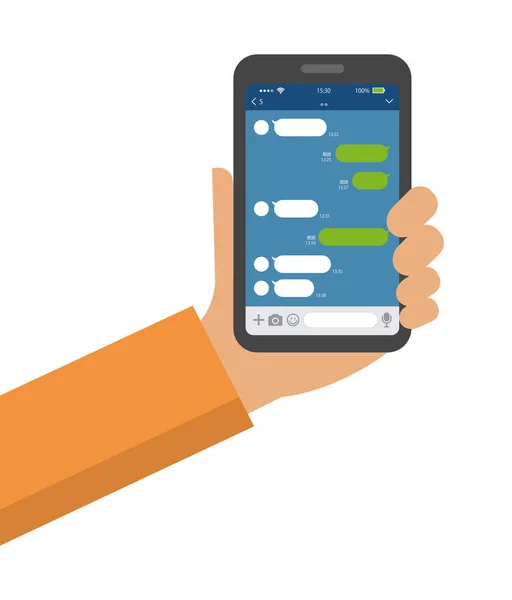 Handhaltende Smartphone Vektorillustration Chat App Sns Message App — Stockvektor