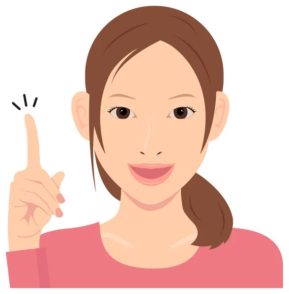 Young Woman Vector Illustration Upper Body Idea Inspiration Good Point — Stock Vector