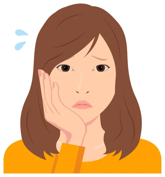 Young Woman Vector Illustration Upper Body Depression Annoying Troubled Disappointed — Stock Vector